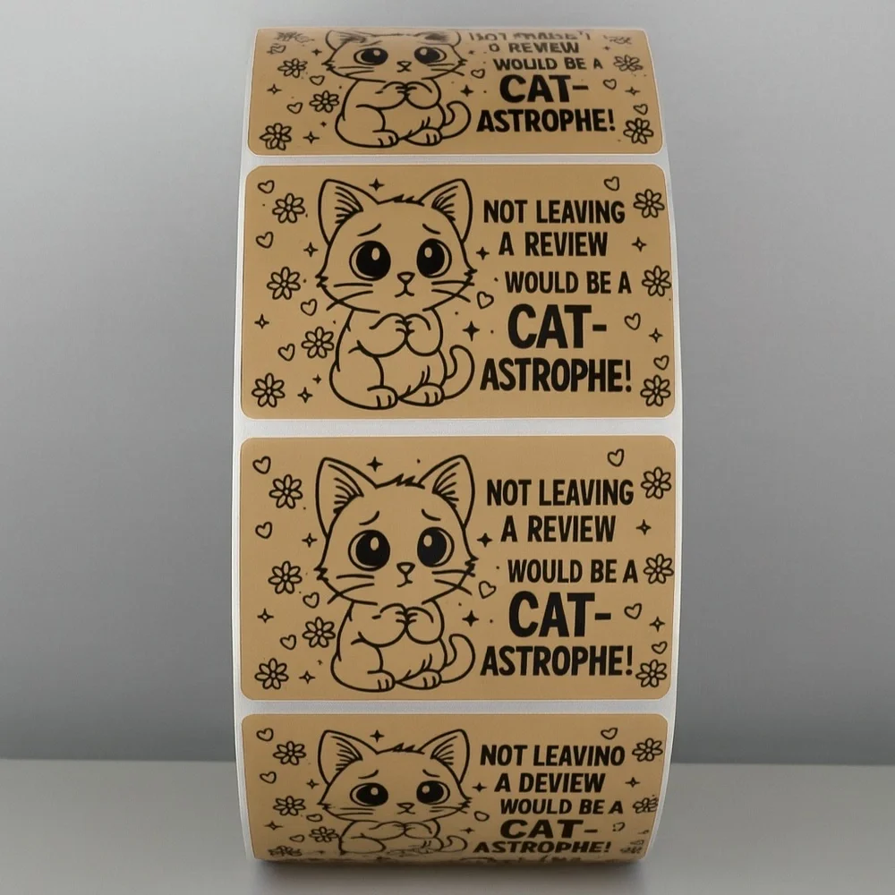Cat Review Stickers – Cute Not Leaving a Review Would Be a Catastrophe Labels